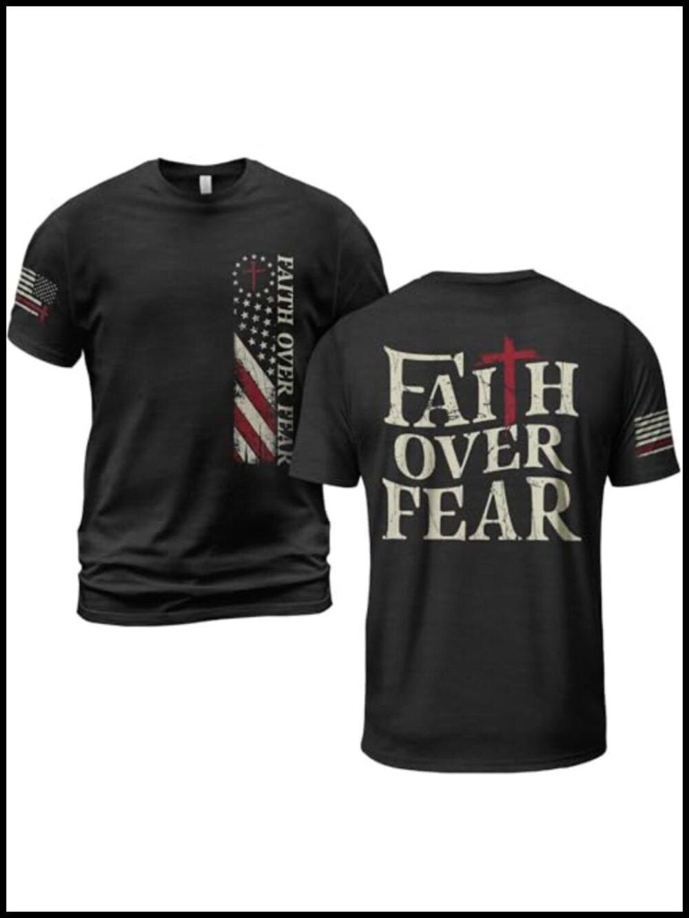 Faith Over Fear Christian T-Shirt Men Regular Fit Crew Neck